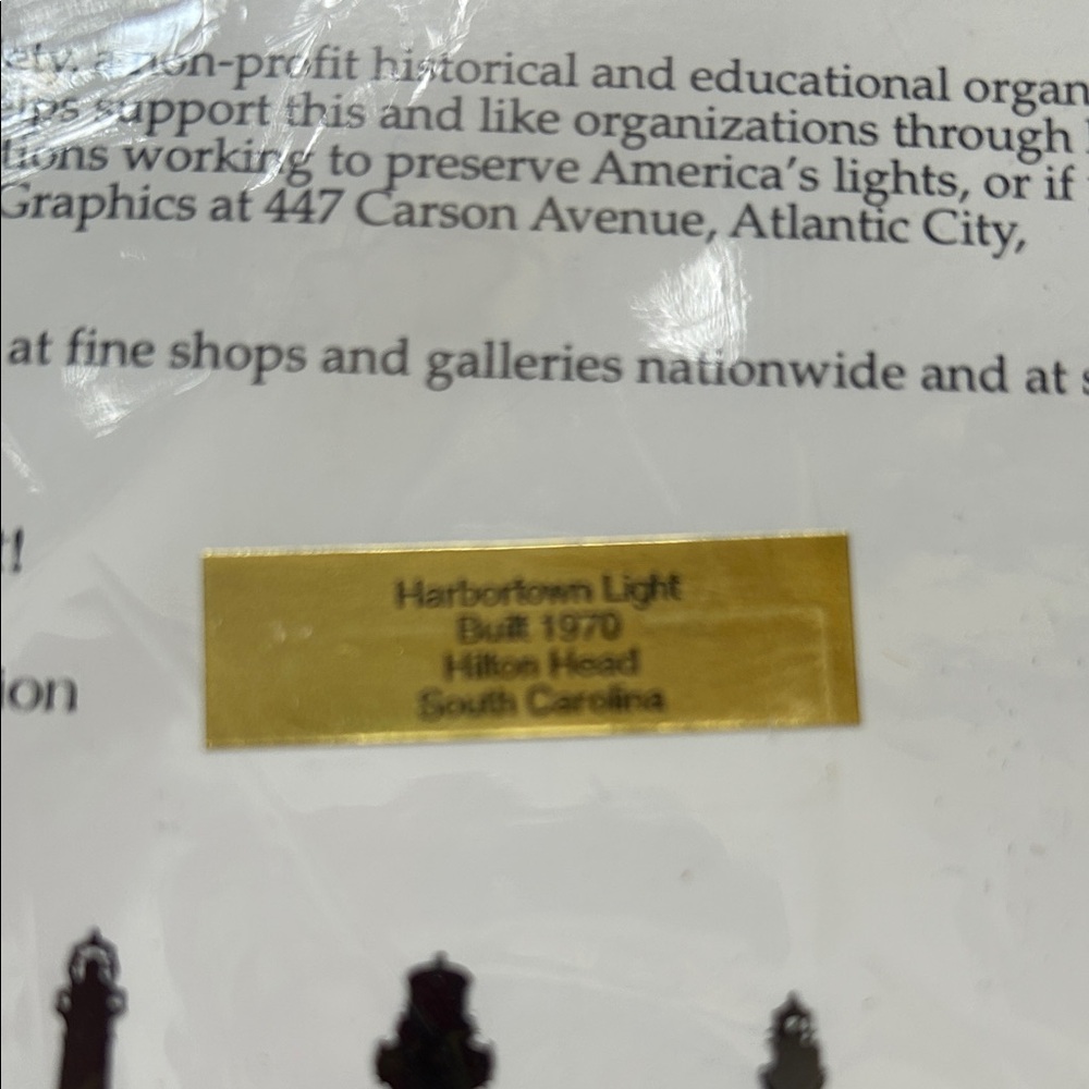 Hilton Head Harbortown Lighthouse Art Print; 11”Length 8.5” Width; Matted.NWT - Picture 7 of 10